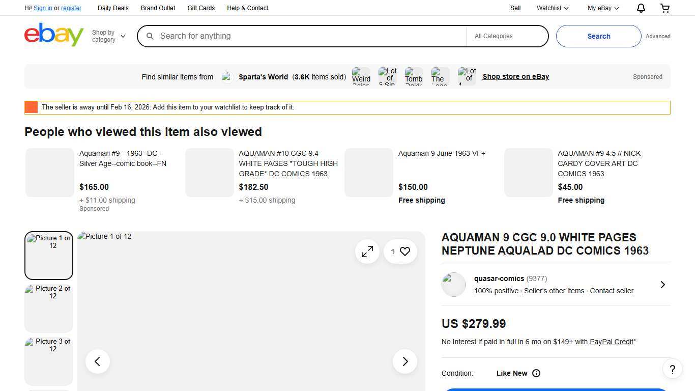 AQUAMAN 9 CGC 9.0 WHITE PAGES NEPTUNE AQUALAD DC COMICS 1963 eBay